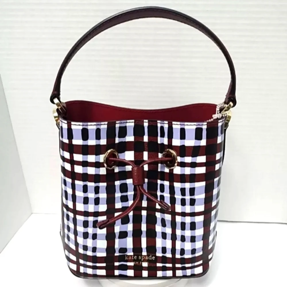 Kate Spade New York Eva City Small Plaid Crossbody Bucket Bag
